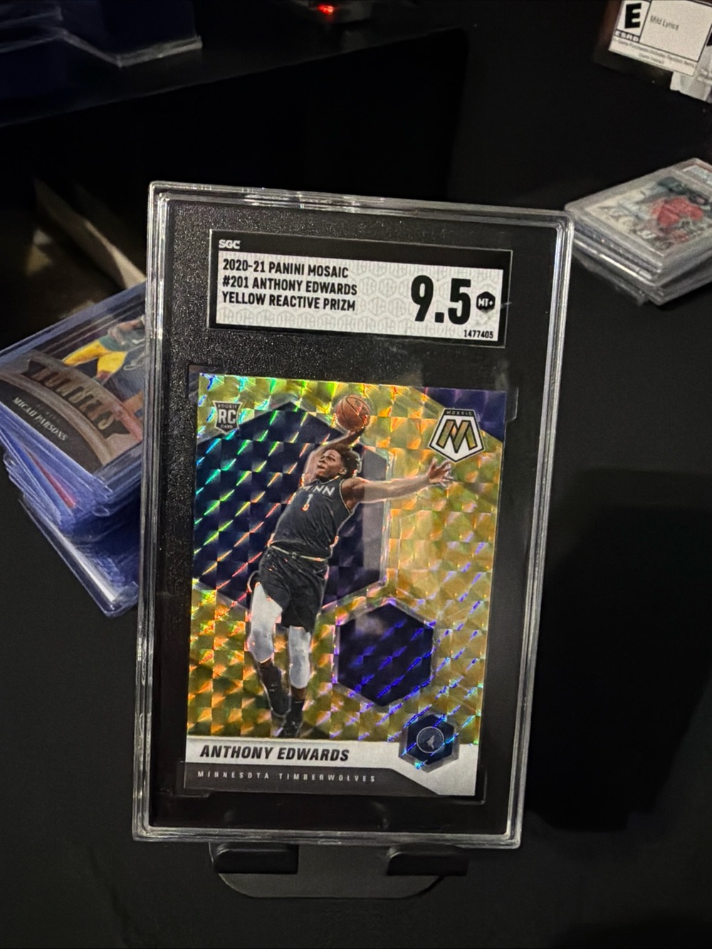 Panini Mosaic Anthony Edwards Yellow Holographic Prizm